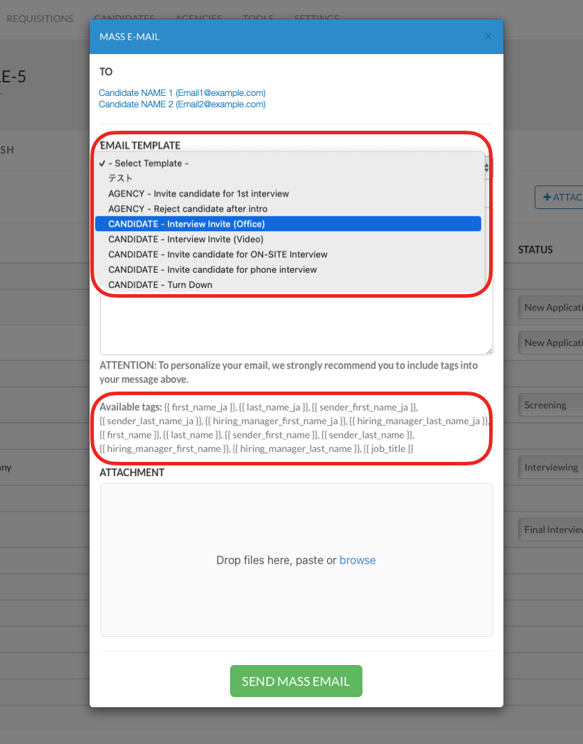 HirePlanner_Candidate_Messenger_-_Mass_Mail-Select-Template.png